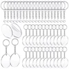 90/120Pcs Diy Keychain Multi-coloured Tassel Pendant Round Acrylic Key Chain Metal Keychain Ring Set Wholesale Accessories 6