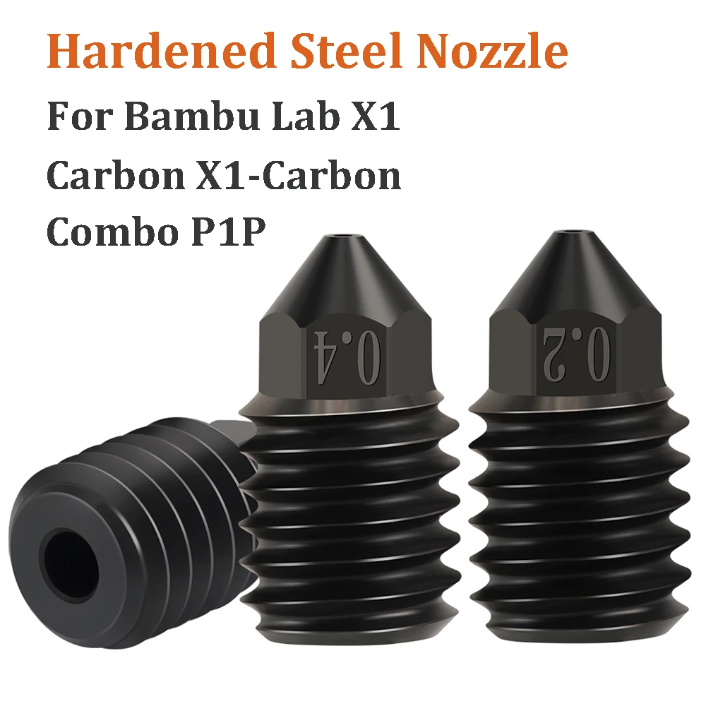 

1/2pcs 3D Printer Parts Hardened Steel Nozzle For Bambu Lab X1 Carbon X1-Carbon Combo P1P 3D Printer Hotend Nozzles