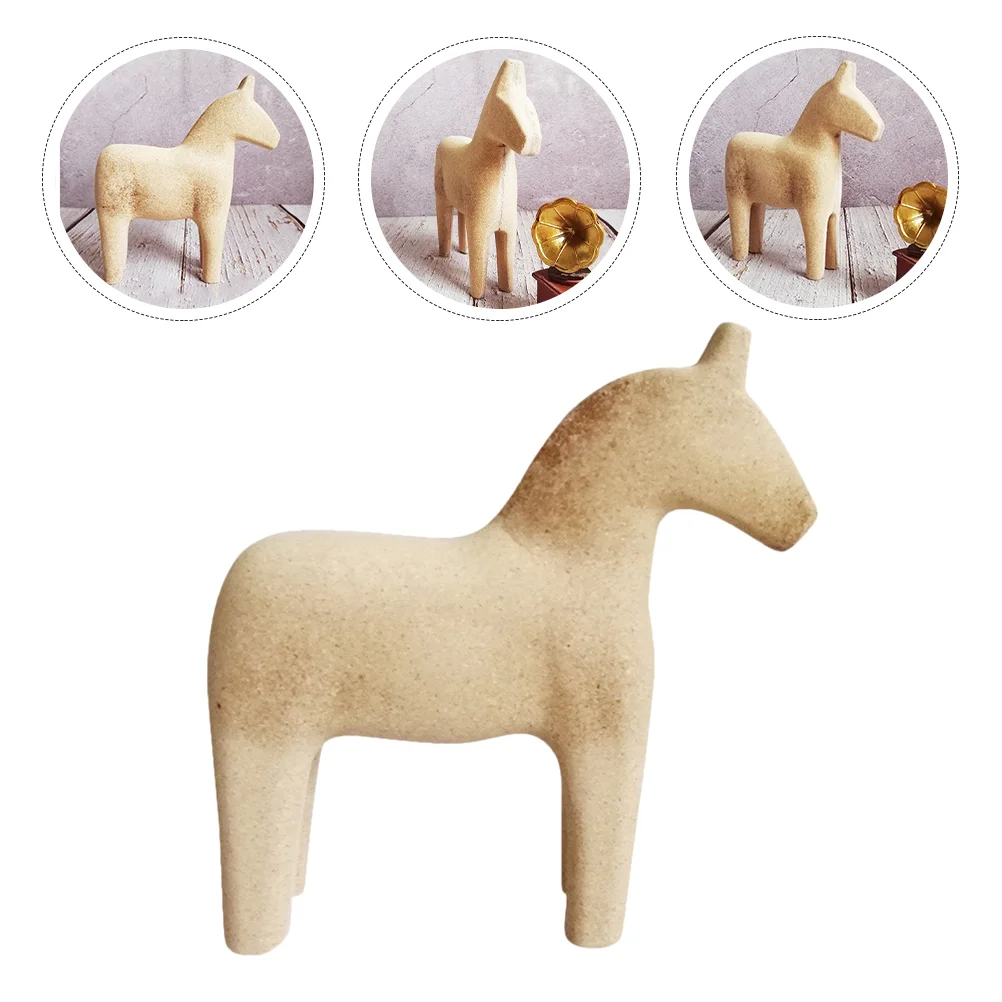 

Horse Wooden Wood Ornament Dala Diy Figurine Desktop Figure Statue Painting Kids Vintage Decor Ornaments Blank Toys Unfinished