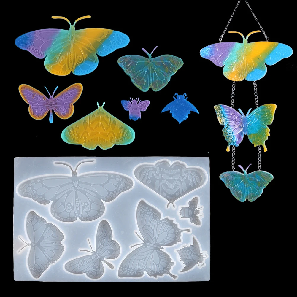 

Butterfly Resin Mold Casting Silicone Wind Chimes Keychain Necklace Pendant Mould Decors