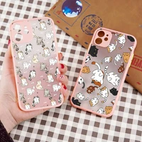 cute cat cartoon phone case matte transparent for iphone 7 8 11 12 13 plus mini x xs xr pro max cover