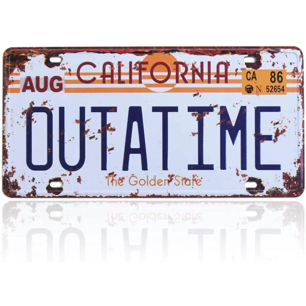

Outatime Назад в будущее, украшение для номерного знака, рельефная копия номерного знака, реквизит для фильма Delorean, металлический штамповочный столик