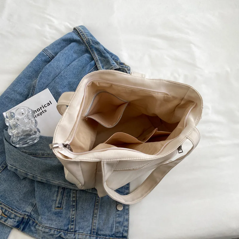 2023 new Women's Retro Large Size Bags Cotton Canvas Shoulder Bag Fashion Crossbody Handbag Zipper Casual Tote Multi Pocket