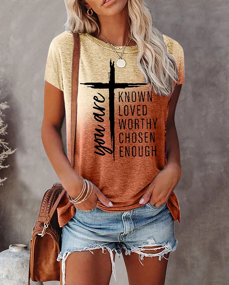 

Женская футболка с коротким рукавом, свободная Универсальная футболка с 3d-градиентом и круглым вырезом, модель Y2k на лето, 2023