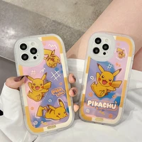 bandai pokemon pikachu laser phone case for iphone 1313pro13promax13minxsmax1112pro12mini phone couple case cover