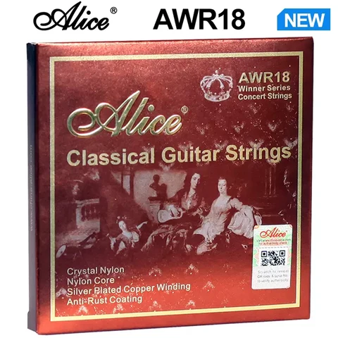 Струны Alice AWR18 для классической гитары, нейлоновые посеребренные, с антикоррозийным покрытием, для концертов