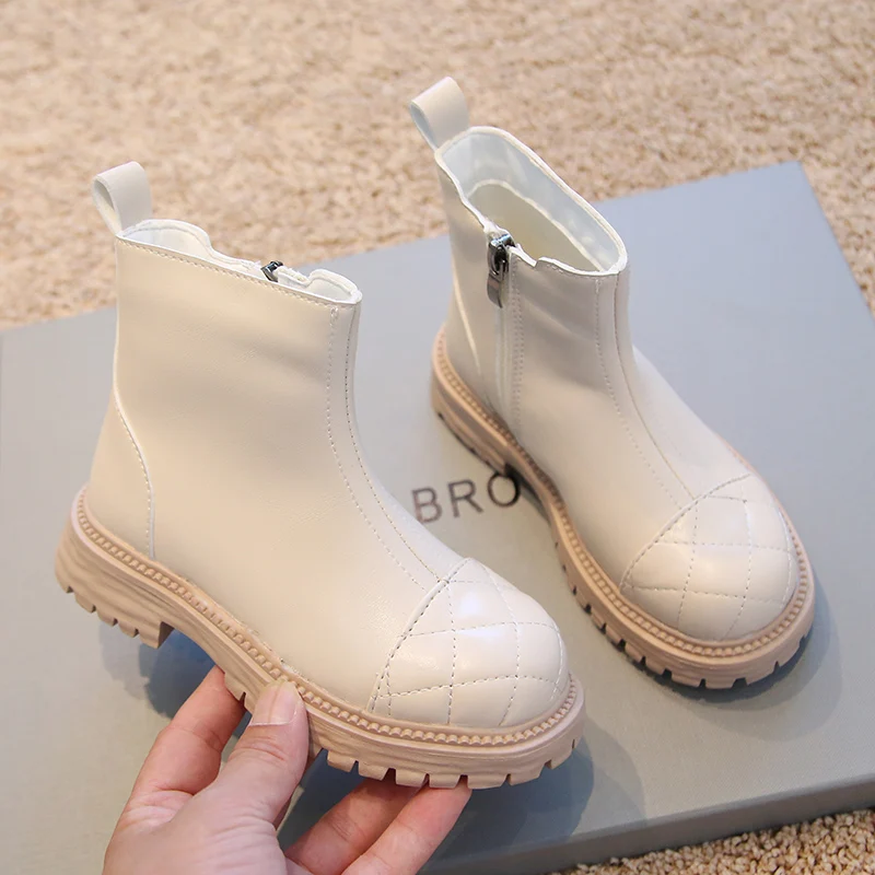 

Children's Fashion Round Head Elegant Side Zipper Solid Color Short Boots for Girls 2022 Casual New Non-slip Kids Versatile PU