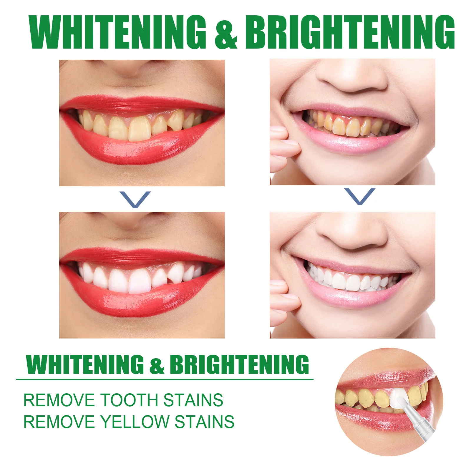 Tooth pencil, oral cavity dirt removal, cleaning, removing yellow teeth, smoking teeth stain removal, and brightening teeth care