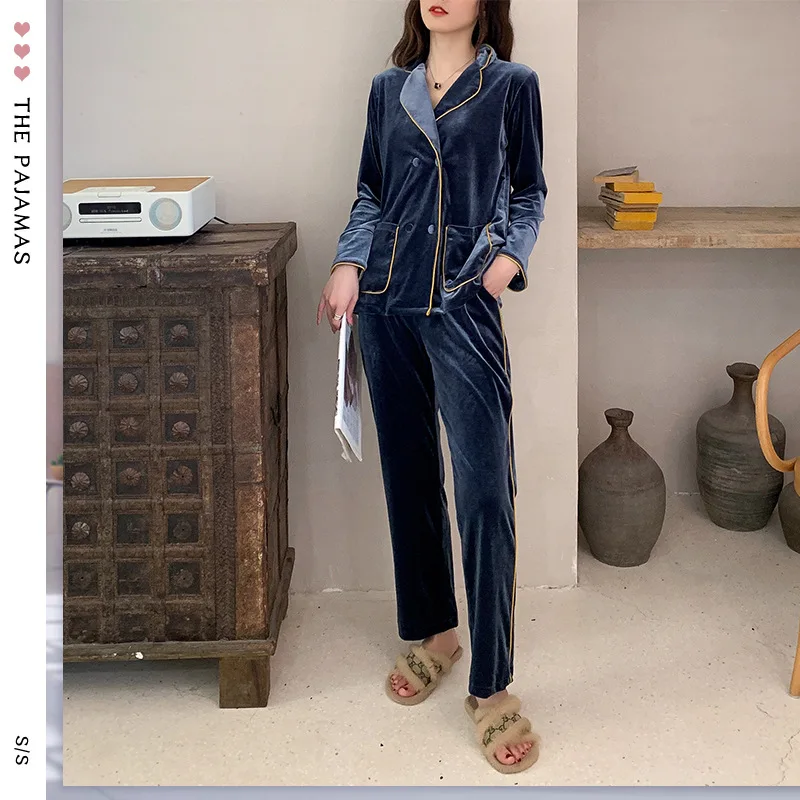 Новый бархатный женский пижамный комплект из 2 предметов Милая женская одежда