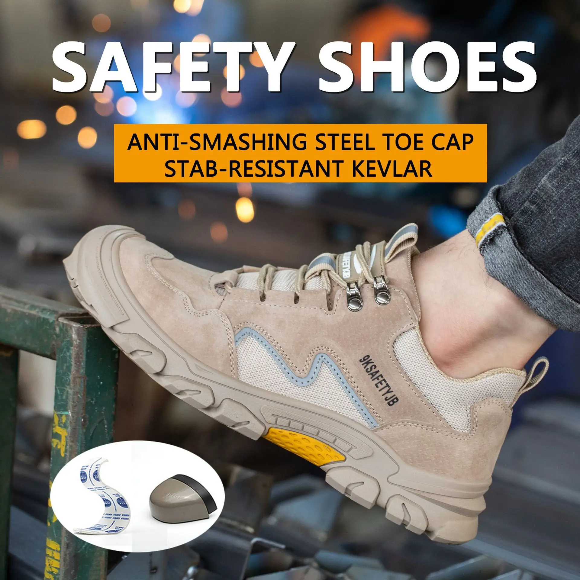 

2023 Male Work Boots Indestructible Safety Shoes Men Steel Toe Shoes Puncture-Proof Work Sneakers Male Shoes Adult Work Shoes