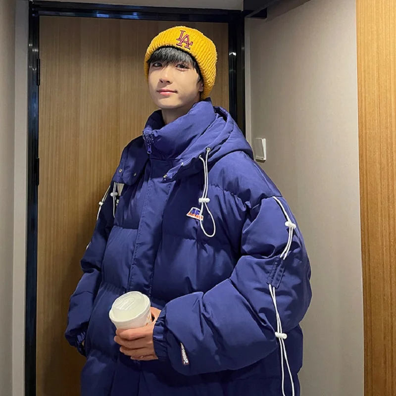 Men's Fashion Loose All-match Hooded Jacket Autumn/Winter Thick Warm Jacket Youth Bread Clothing Jacket with Hood winter coat