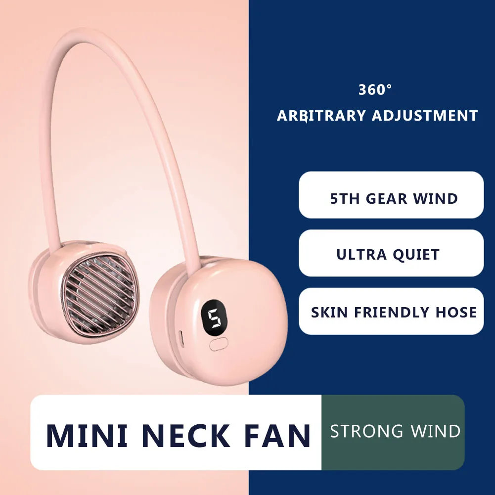 

3000mAh Digital LCD Display Bladeless Hanging Neck Fan for Outdoor Cooling Wearable Leafless Mute Sports Neckband Fan