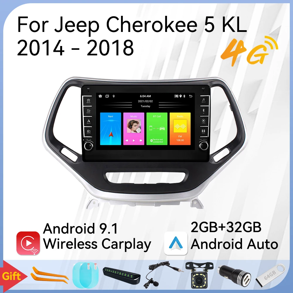 

Android 2 Din Car Radio Stereo for Jeep Cherokee 5 KL 2014-2018 10.1 Inch Multimedia Player Navigation GPS Autoradio Head Unit