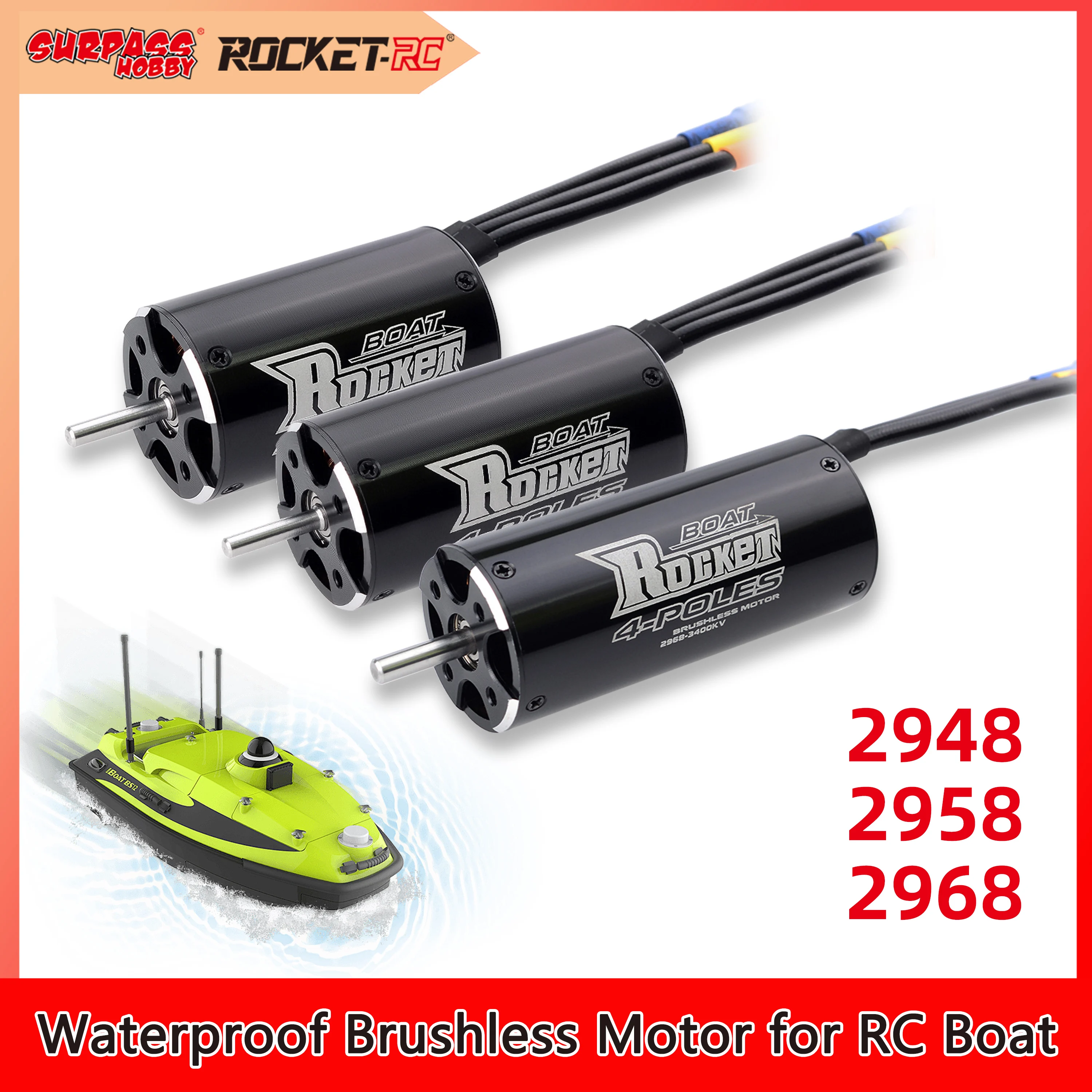 Фото Surpass Hobby Rocket RC 2948 2958 2968 Бесщеточный двигатель для радиоуправляемой электрической лодки Мотор Traxxas Feilun Детали для обновления лодки с рыболовной приманкой №1