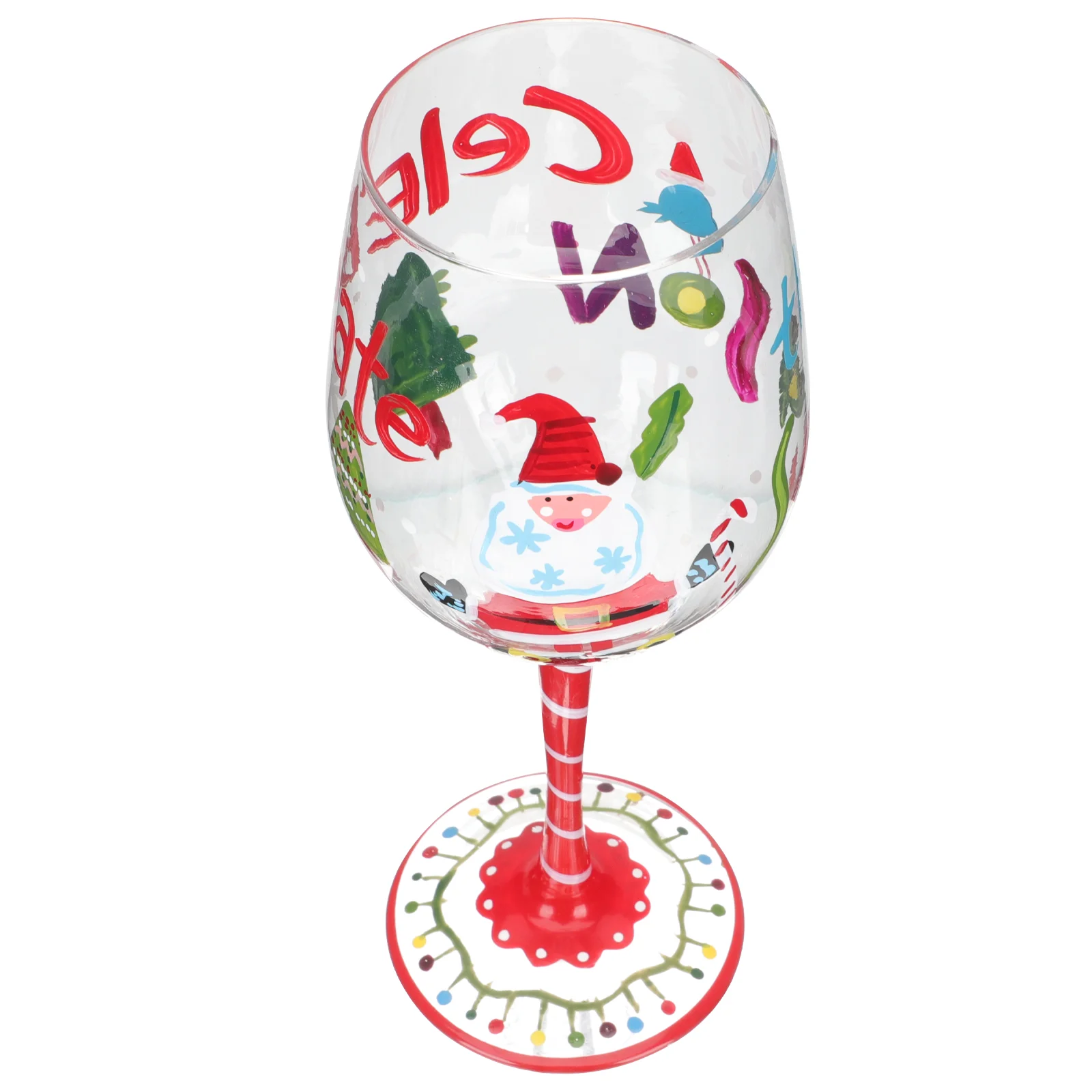 

Goblet Glasses Glass Christmas Cup Cocktail Partydrinkingdecorative Stem Champagne Santa Claus Holiday Goblets Hand Painted