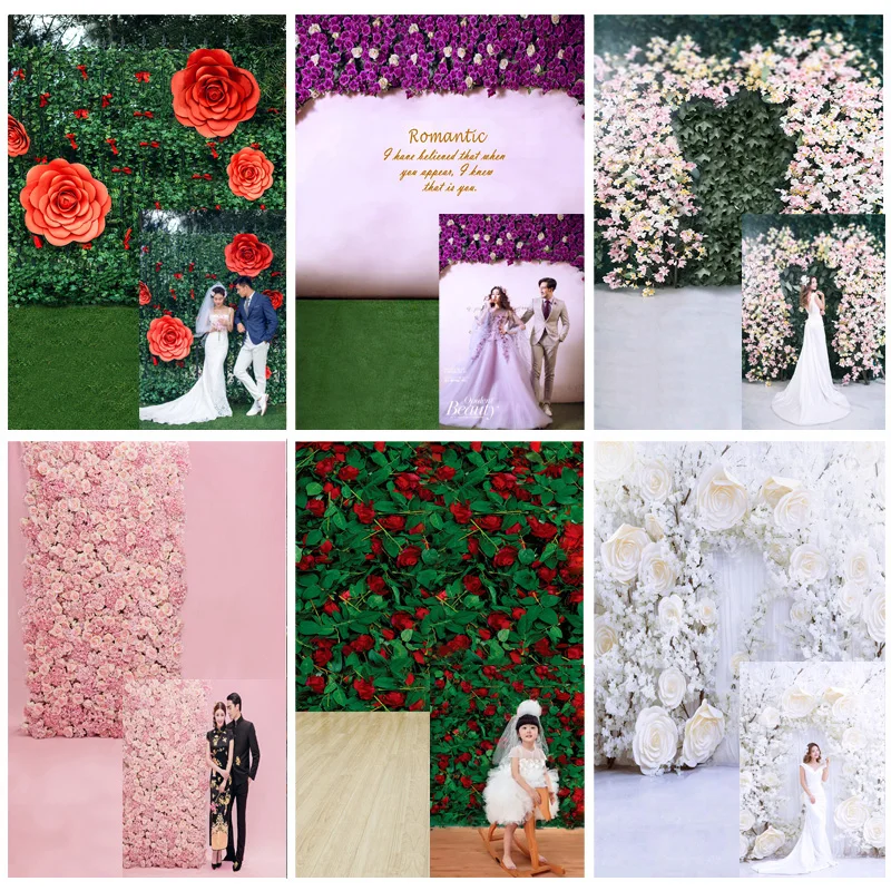 

Durable Photography Backdrops Prop Flower Wall Wood Floor Meadow Wedding Theme Photo Studio Background 21514 AF-18