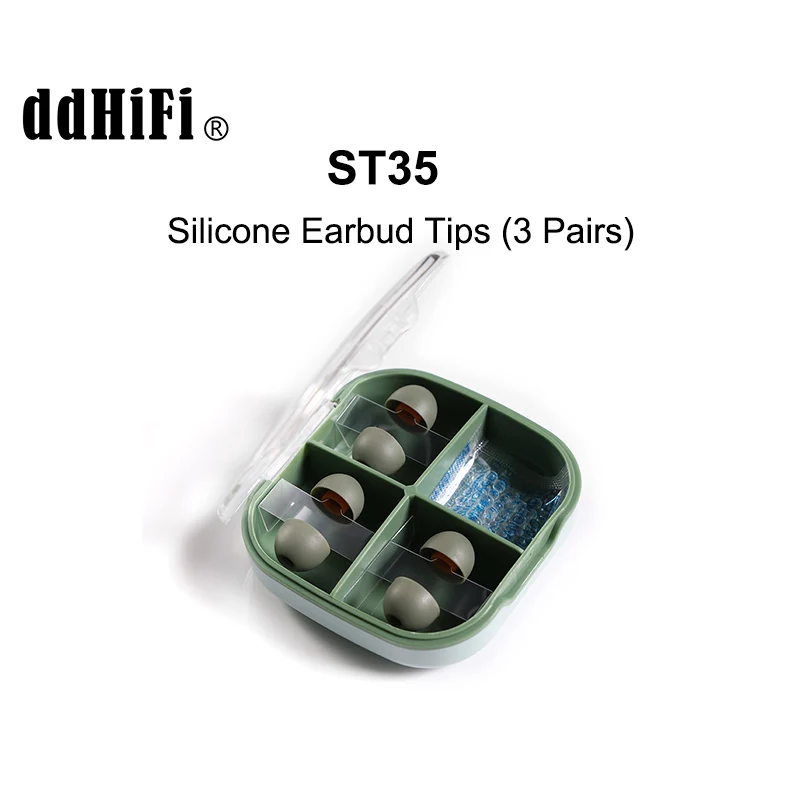 Фото Силиконовые насадки для наушников DD ddHiFi ST35 D-Tips, 3 пары, размеры L/M/S, диаметр отверстия 3,5 мм, коробка для хранения, совместимы с наушниками, диаметр вкладышей 4-5 мм. №1