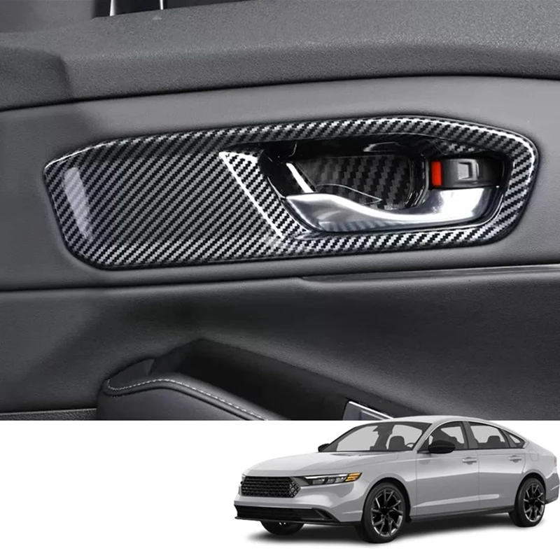 

Для Honda Accord 2023 2024 11Th внутренняя боковая дверная ручка крышка чаши внутренняя отделка запасные части (ABS углеродное волокно)