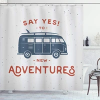 vintage shower curtain new adventures typography with little van hippie lifestyle free spirit print cloth fabric bat
