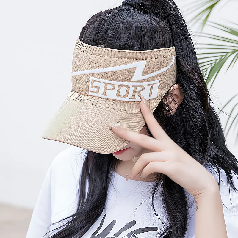 

Baseball Caps for Women Summer Fashion Letter Large Brim Sun Visor Hats Empty Top Ponytail Hat Sports Beach Hat Gorra De Béisbol