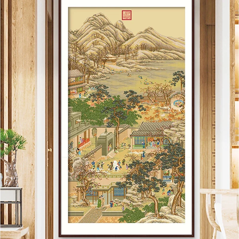 Весенний полный комплект для вышивки крестом напечатанный на ткани императора