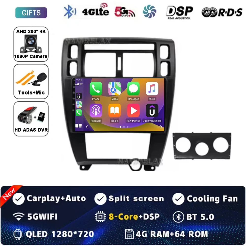 

Автомобильный радиоприемник Android 15, для Hyundai Tucson 2004, 2005, 2006, 2007, 2008, 2009, мультимедийный стерео видеоплеер, GPS-навигация, Carplay Auto