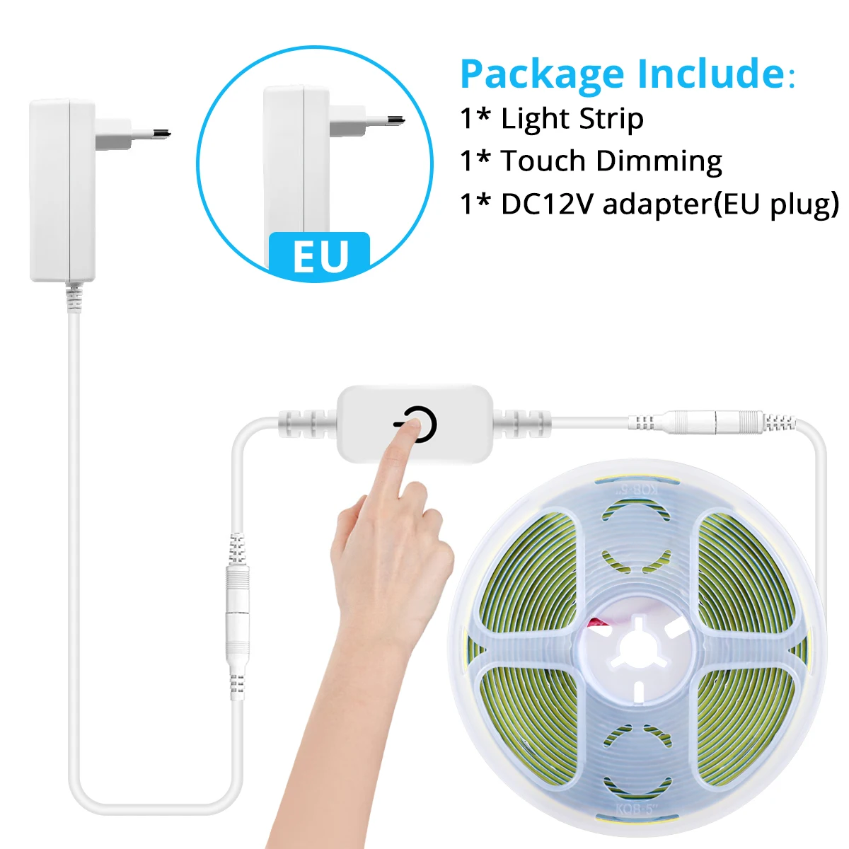 

Сверхъяркая Светодиодная Лента COB DC12V С Сенсорным Регулированием Яркости, 320 Светодиодов/м, Гибкая