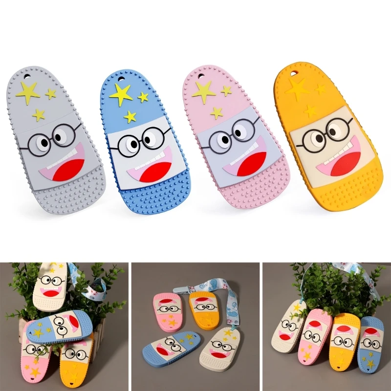 

Silicone Teether Toy for Baby Cartoon Slipper Chewing Toy BPA Free Molar Rod Infant Teething Rattle Toy Pacifier Pendant