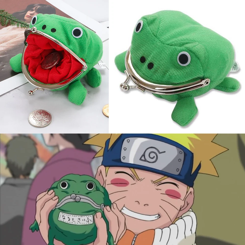 Bandai Anime Naruto Frog Wallet Coin Purse Key Chain Cute Plush Novelty Adorable Cartoon Cosplay Figure Women Bag Accessories