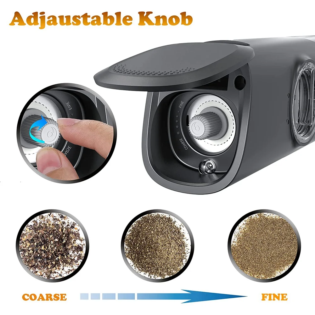 

Salt and Pepper Grinder Set, Electric Pepper Grinder USB Rechargeable,Automatic Gravity Mill Grinder with Switch