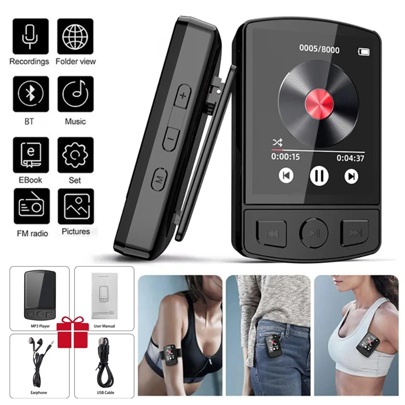Спортивный MP3-плеер с клипсой Mini Walkman Hi-Fi Bluetooth-совместимый ...