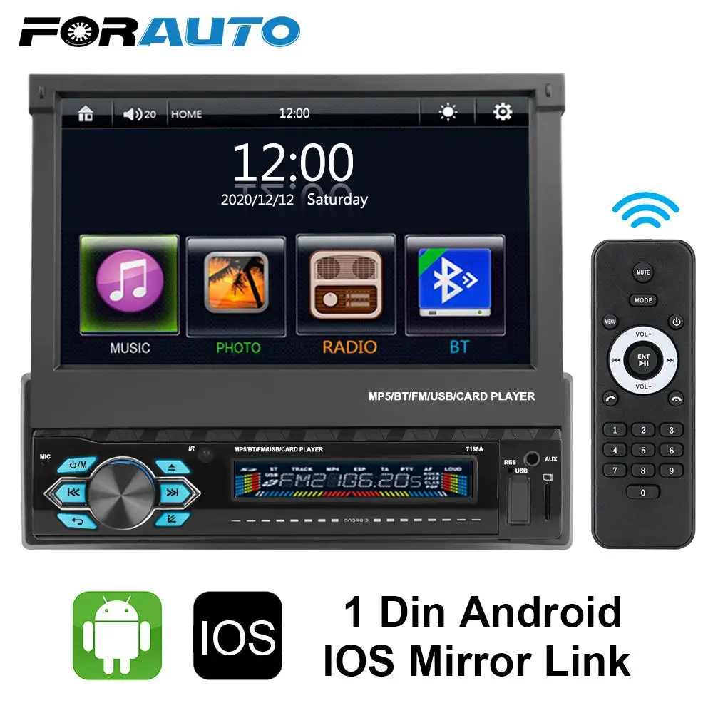 

7 "TFT сенсорный экран Зеркало Ссылка Android/IOS стерео радио GPS навигация 1 Din автомобильное радио Bluetooth