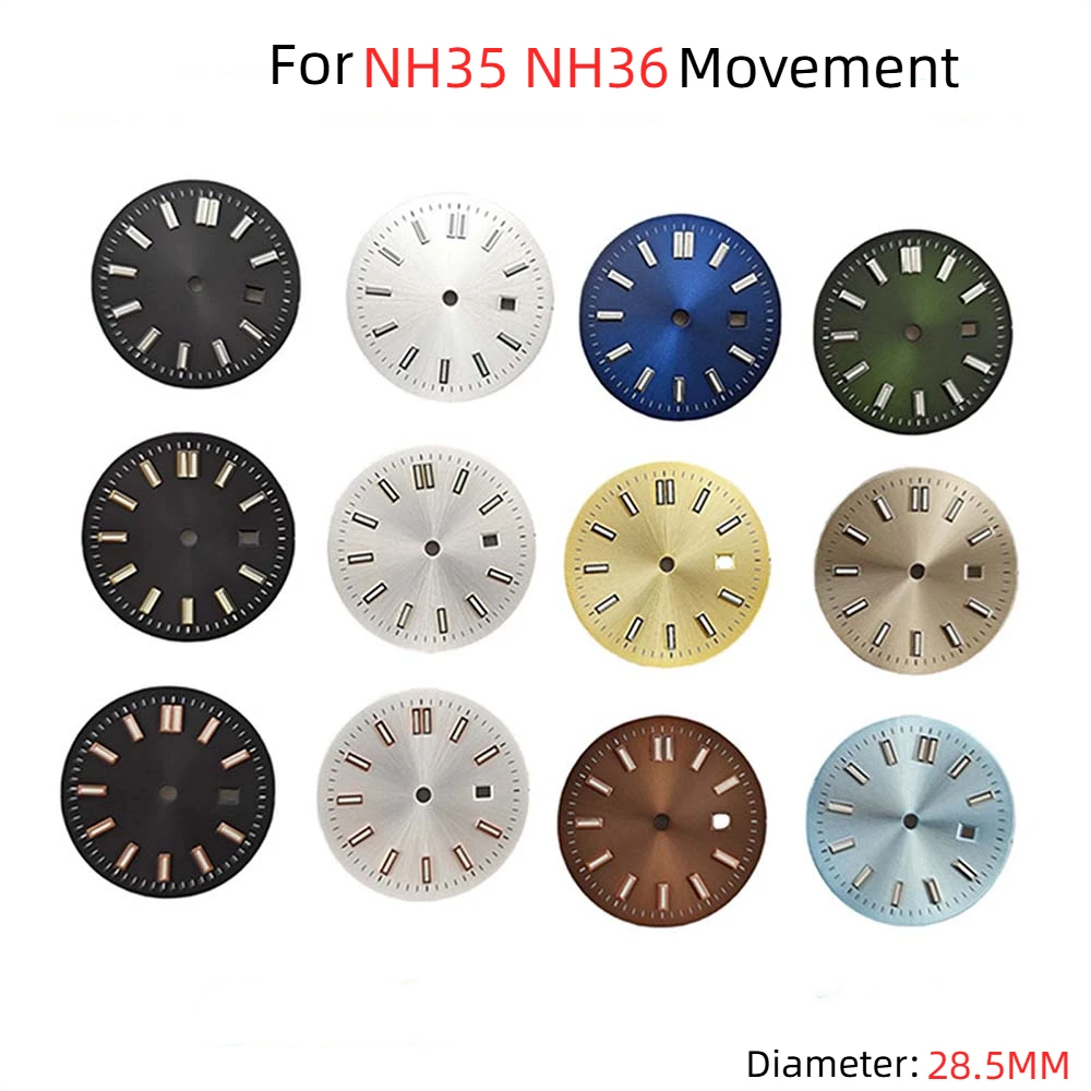 Циферблат часов 28 5 мм зеленые светящиеся часы для NH35 NH36 4R сменные аксессуары