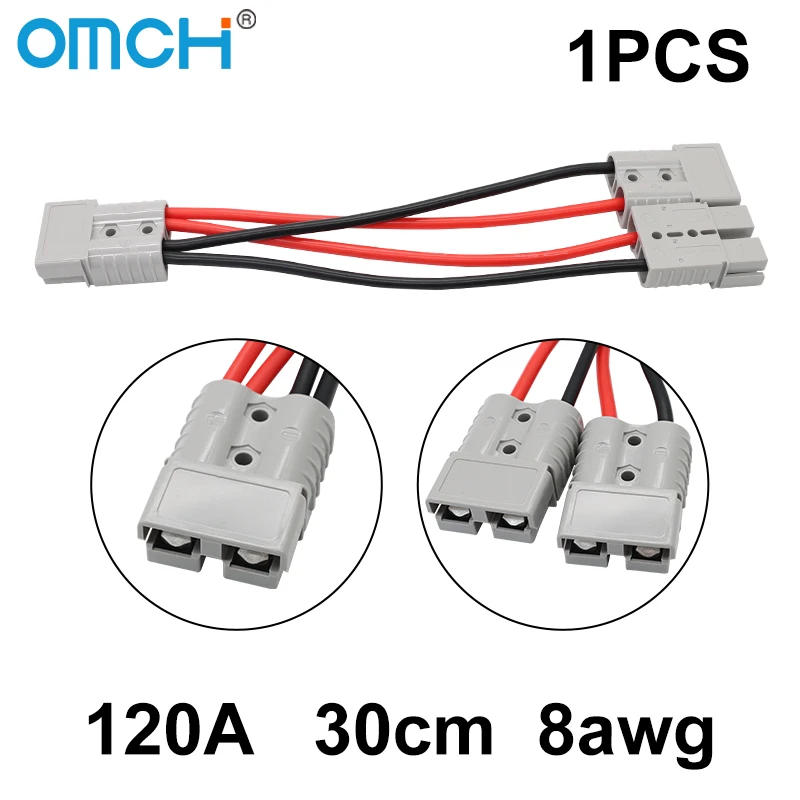 

OMCH 50A 10awg/120A 8awg 1to2 Разветвитель 30 см Проводной разъем Сильноточный удлинительный зарядный кабель для солнечной батареи