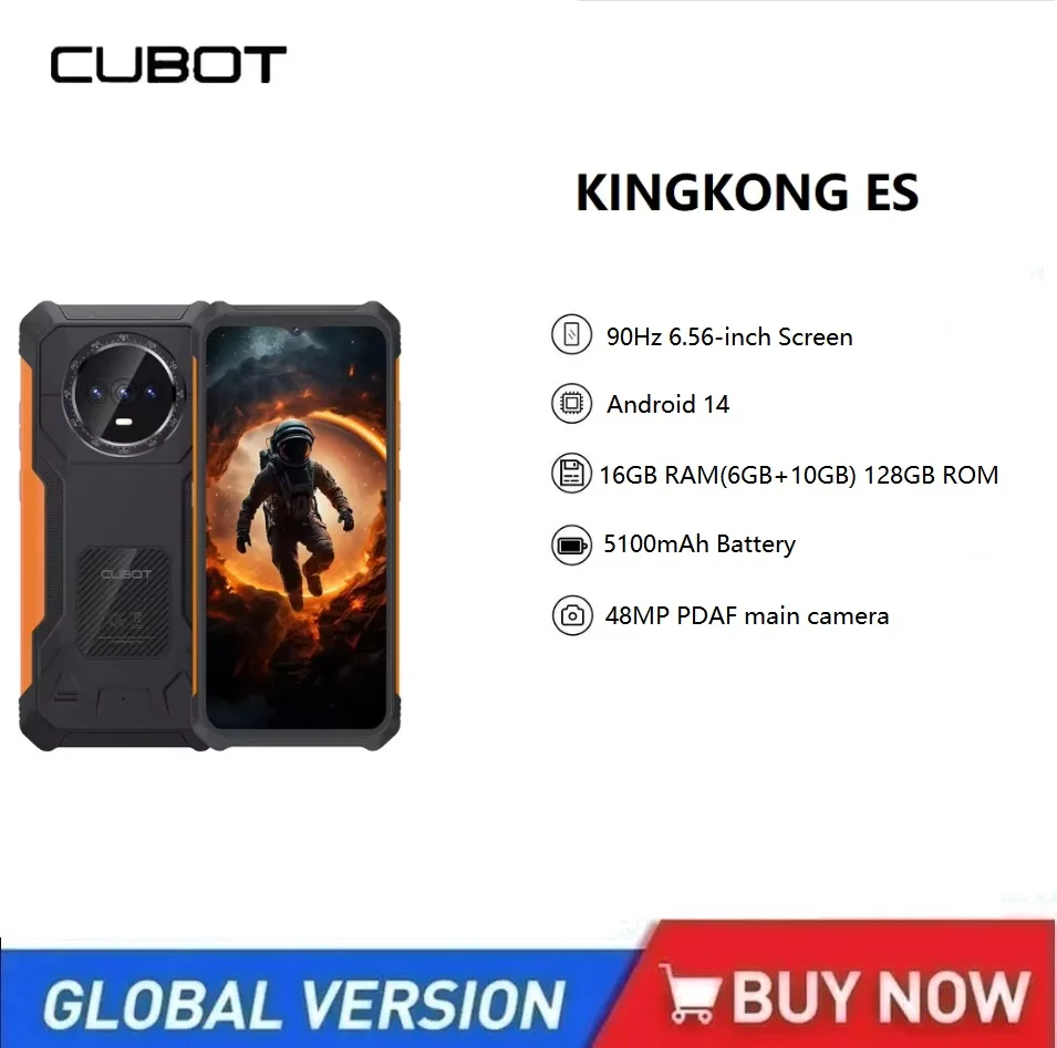 Cubot KingKong ES Ультратонкий прочный смартфон 4G Android 16 ГБ ОЗУ (6 + 10 ГБ) 128 ПЗУ 6 56 дюйма 90 Гц