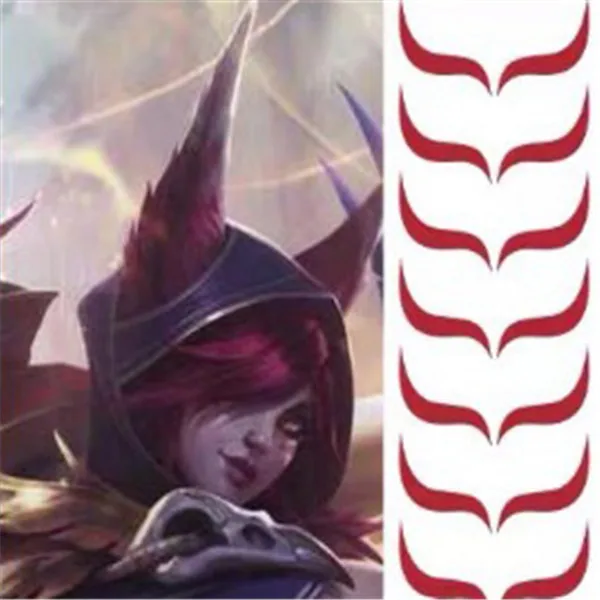 Татуировки на лицо для косплея аниме водостойкие временные тату-наклейки LOL xaya The