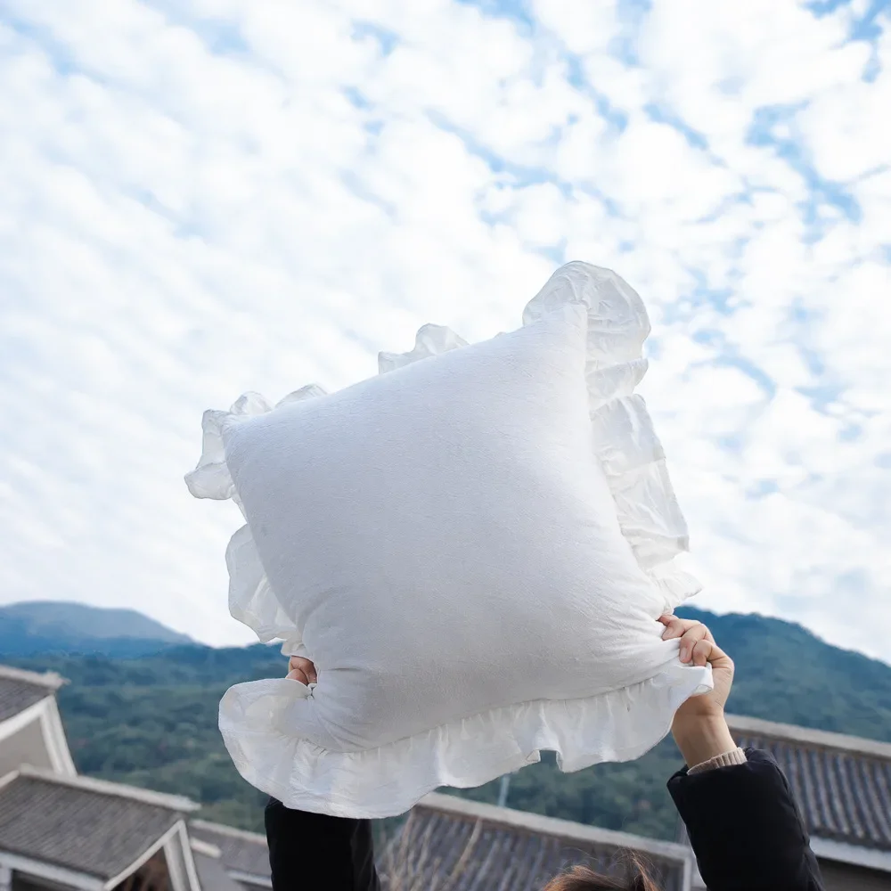 

Хлопковая наволочка с воланами