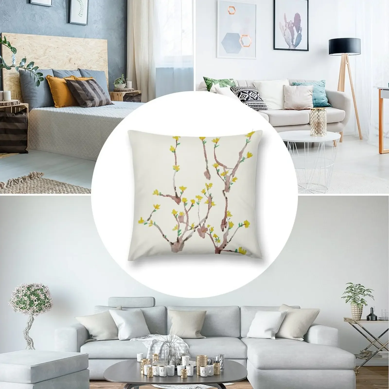 Подушка Forsythia с цветами в акварелью подушка для сидения подушки детей