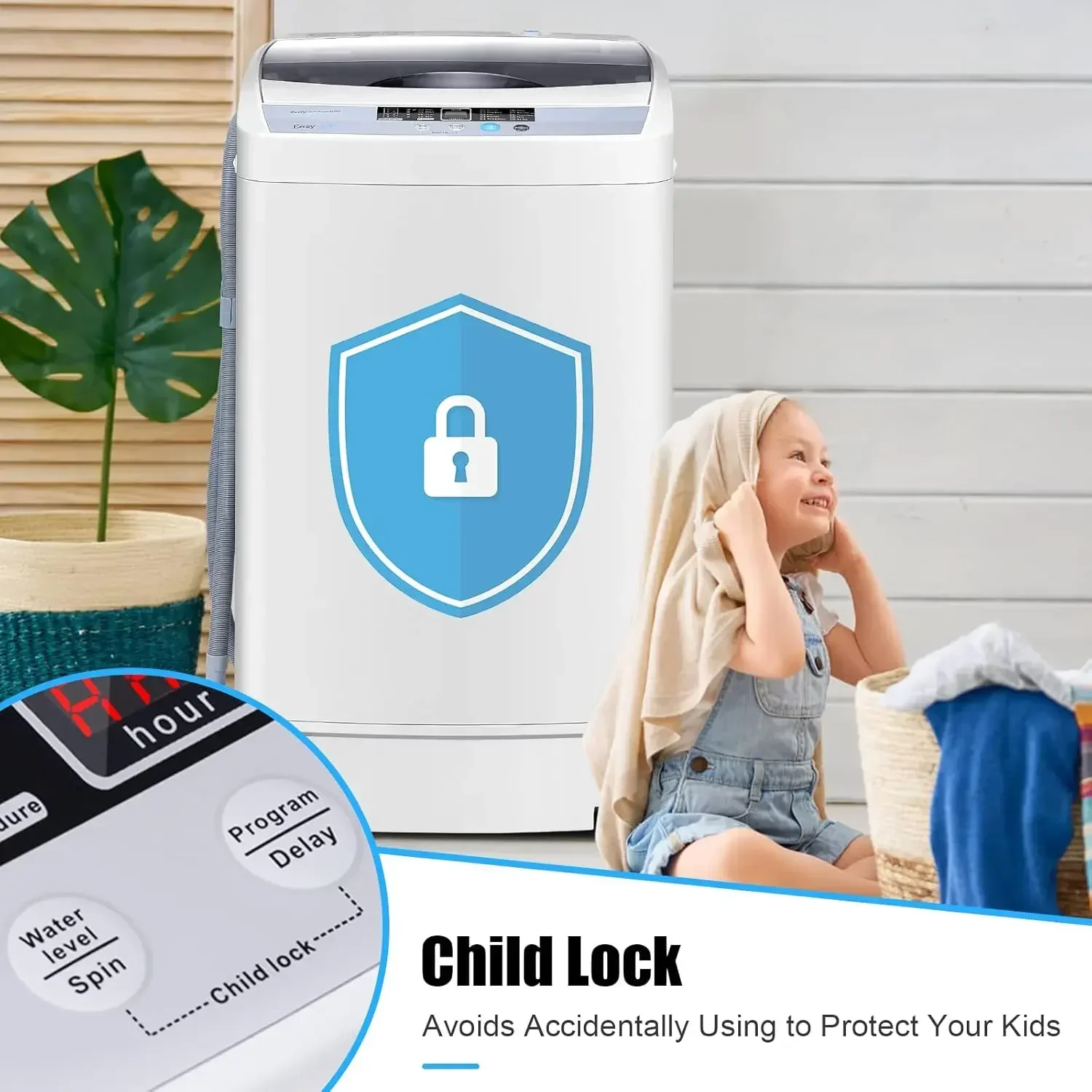 Портативная стиральная машина COSTWAY полностью автоматическая емкостью 9 92 фунта с