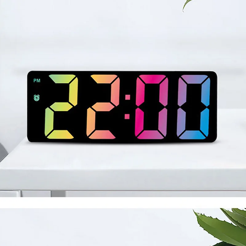 

Acrylic Digital Alarm Clock Voice Control Colorful Font Night Mode Table Clock Snooze 12/24H Electronic LED Clocks