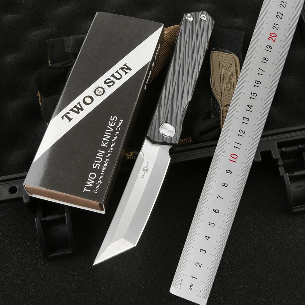Складной нож TWO SUN TS33, тактический клинок M390, с рукояткой из титанового сплава TC4, для кемпинга, выживания, повседневного использования