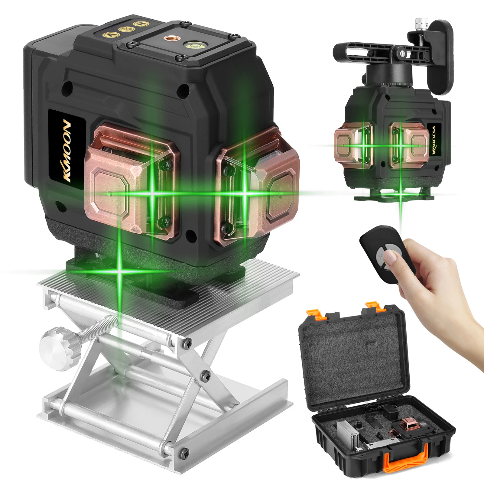 

12 Lines 3D Green Laser Level Self-Leveling 360 Degrees Horizontal & Vertical Cross Green Lines With Battery & Wall Bracket