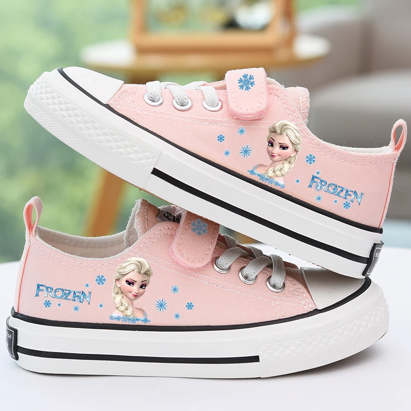 

Disney Cartoon kids Mickey frozen canvas shoes girls boys Minnie shoelace soft casual shoes Europe size 24-36