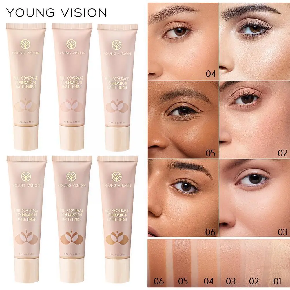 

6 Color Matte Liquid Foundation Concealer Spot Acne Face Cream Lasting Repairing Cosmetics Wheat Long Mark Color Foundation F9O7