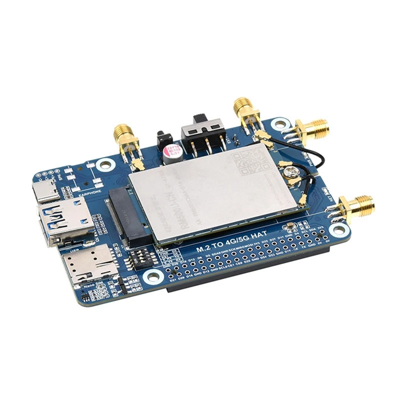 

Плата Waveshare M.2-4G/5G HAT для Raspberry Pi RM500U-CN 5G HAT для связи для флэш-сетей NSA и SA, американская вилка