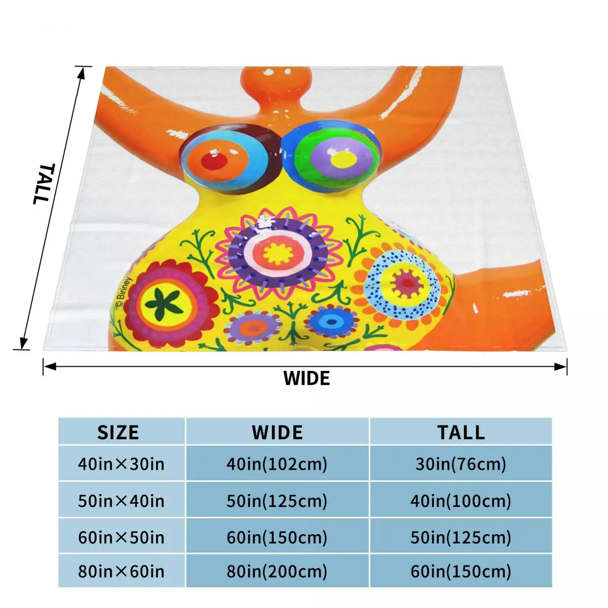 Оранжевое одеяло Nana Biriney - Tribute To Niki De Saint Phalle покрывало на кровать для девочек и