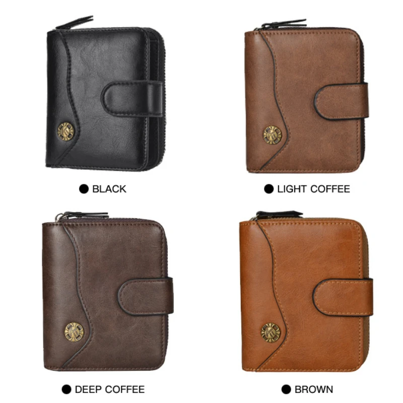 Винтажный кожаный мужской кошелек 2020 многофункциональный Короткий Мужской на