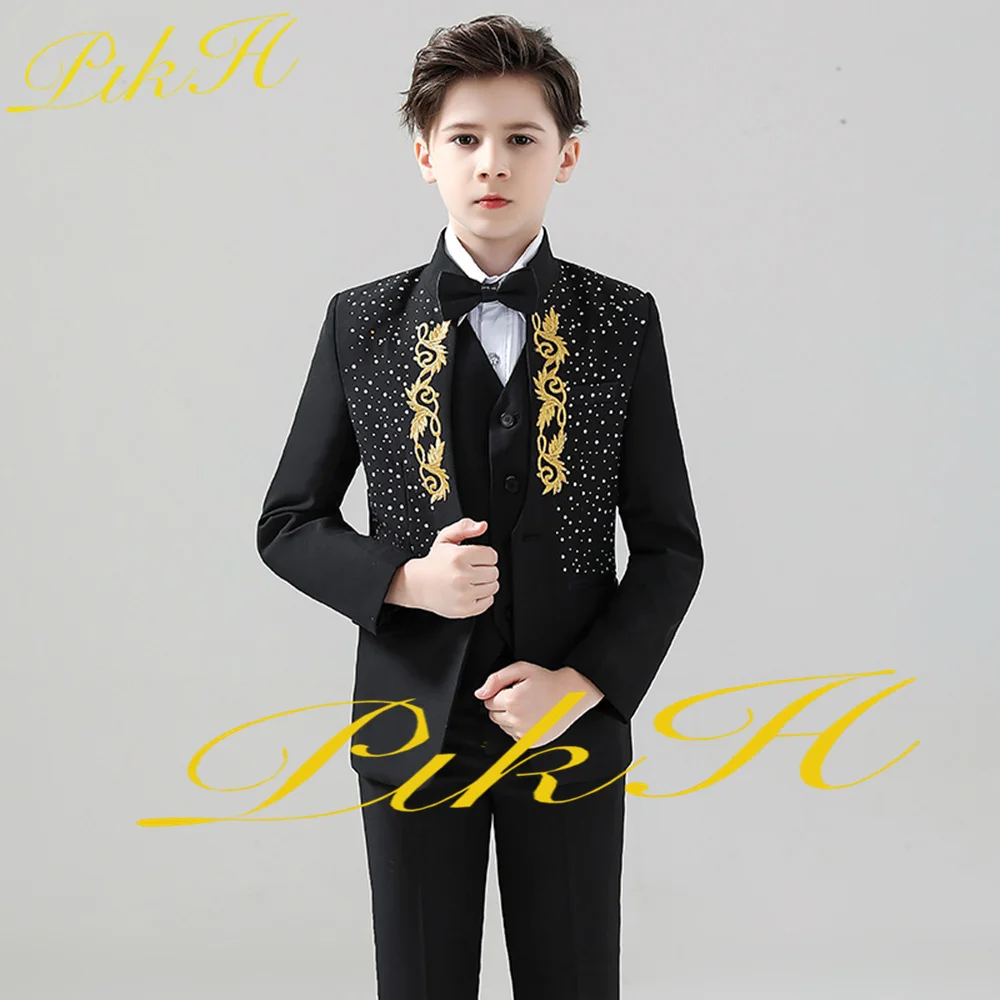 3 Piece Boy Suit Formal Party Tuxedo Wedding Kids Jacket Pants Vest Slim Fit 3-16 Years Old Custom Outfit Child
