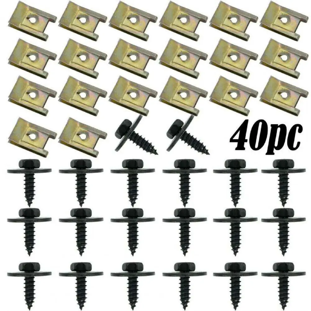 

40Pcs/Set Self Tapping Screw Easy to Install Widely Use Metal U Nut Hex Screws for Car