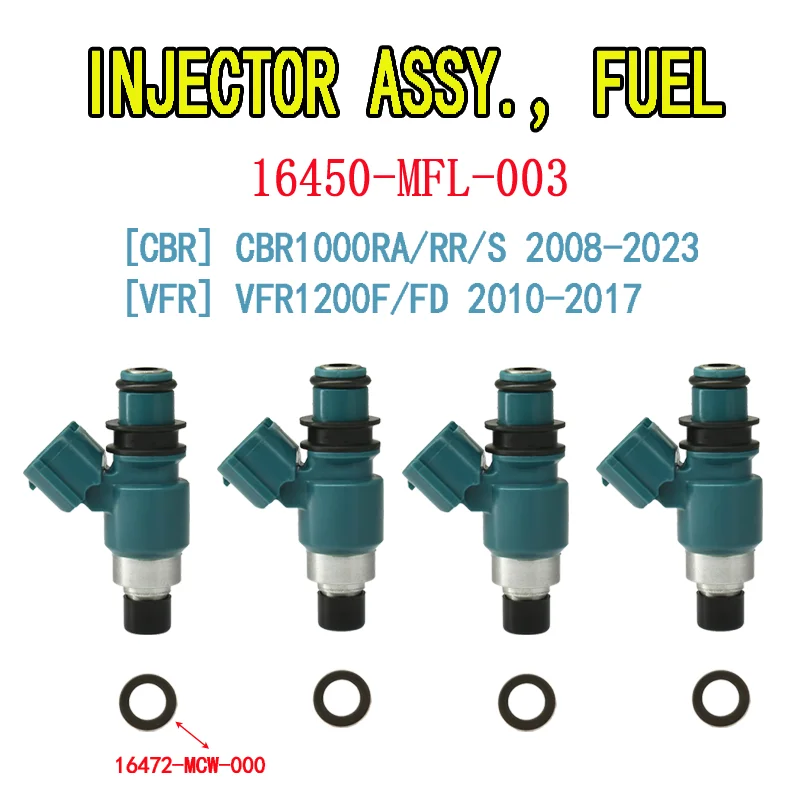 4 шт. топливные форсунки в сборе 16450-MFL-003 16450MFL003 для HONDA CBR1000RA/RR/S VFR1200F/FD